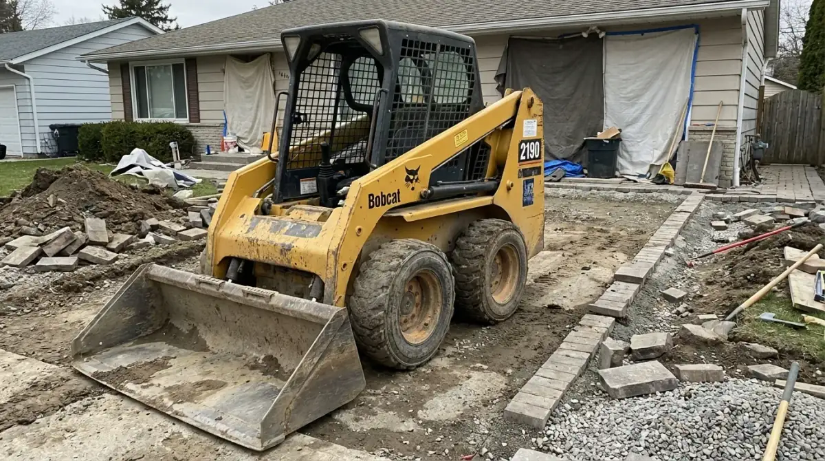 Kompaktiškas Bobcat mini ekskavatorius žemės kasimo ir pamatų darbams