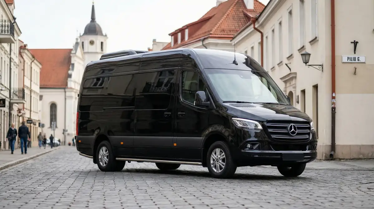 Kompaktiškas 10 vietų Mercedes-Benz Sprinter tarpmiestinėms kelionėms