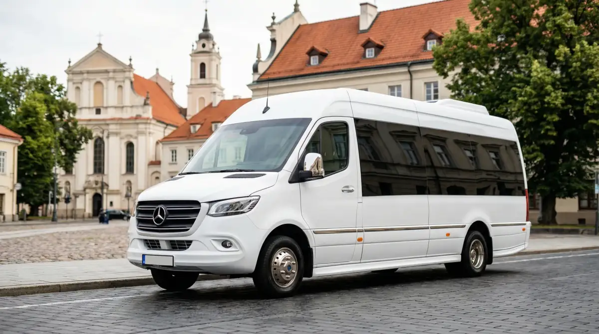 Erdvus 27 vietų autobusas dideliam bagažui ir tarptautiniams maršrutams